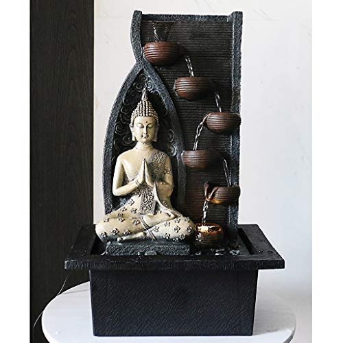 Fuentes de Interior Fuentes decorativas Cubierta truco de escritorio Fuente de resina de Buda estatua de la fuente de la sala humidificador Decoración Decoración característica de Office de agua inter