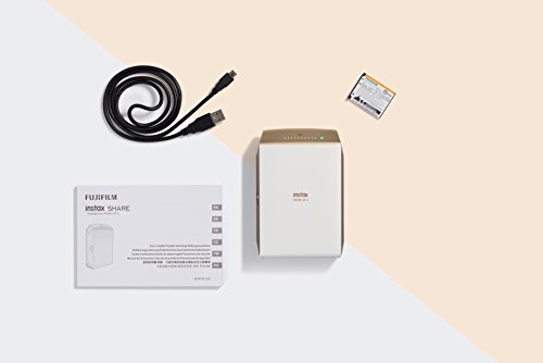 Fujifilm Instax Share SP-2 - Impresora para smartphones (62 mm x 46 mm, 320 dpi, 2W, capacidad de impresión - 100 fotos, USB cable, WiFi, color), Dorado