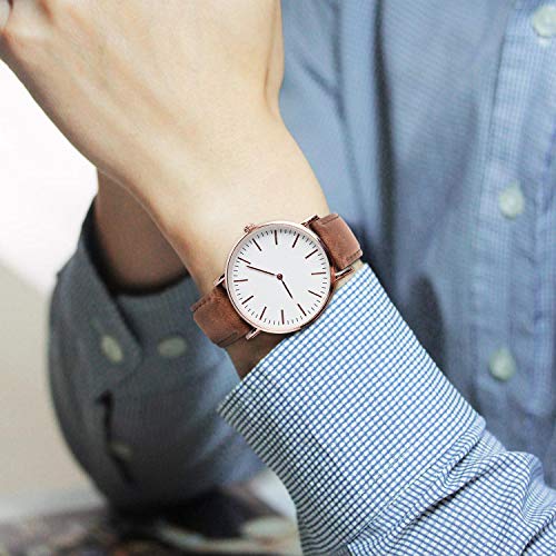 Fullmosa Axus Correa Piel, 12 Colores para Correa Reloj, Huawei Samsung Correa/Banda/Pulsera/Strap, Marrón + Hebilla de Plata, 18mm