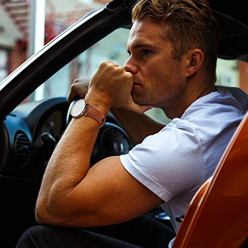 Fullmosa Correa de Reloj de Piel Liberación Rápida, Labu Pulsera de Repuesto de Cuero Engrasado para Relojes 18 mm 20 mm 22 mm Mujer Hombre, Marrón Oscuro + Hebilla Gris Ahumada 22mm