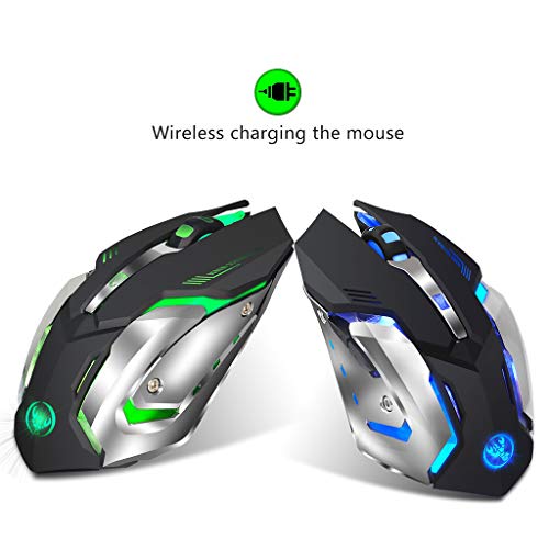 funcionamiento 2.4Ghz inalámbrico Gaming Mouse recargable 7 colores retroiluminados 2400 DPI óptico Mi