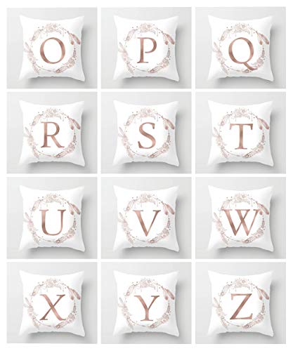 Funda Cojines 45x45, Sweeho Fundas Cojines 45x45 Sofa, Funda de Almohada, Cojines Decoracion, Cojines Sofas, Cojin Silla, Cojin Blanco, Algodón Poliéster, Estilo de Carta DIY Moderno S DN105