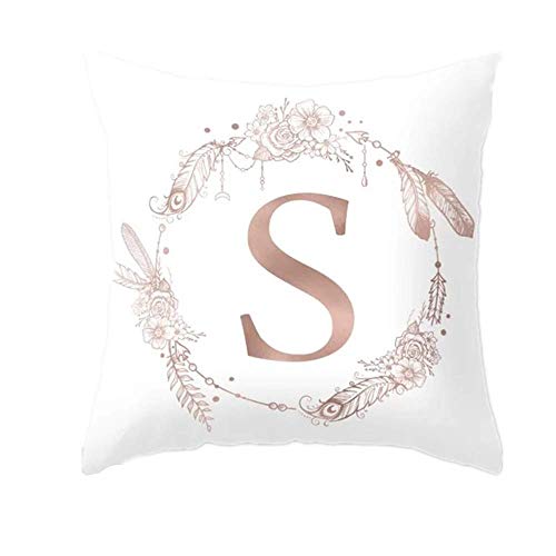Funda Cojines 45x45, Sweeho Fundas Cojines 45x45 Sofa, Funda de Almohada, Cojines Decoracion, Cojines Sofas, Cojin Silla, Cojin Blanco, Algodón Poliéster, Estilo de Carta DIY Moderno S DN105