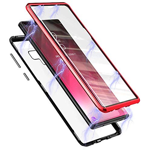 Funda Compatible para Galaxy Note 9 Adsorción Magnética 360 Grados Protección Carcasa Delantera y Trasera Colorear Vidrio Templado Metal Marco Delgada Bumper Cubierta Case (1)
