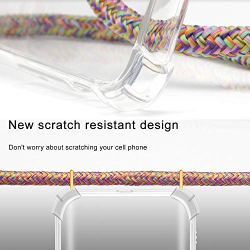 Funda con Cuerda para Apple iPhone 7/ iPhone 8/ iPhone SE 2020, Carcasa Transparente TPU Suave Silicona Case con Correa Colgante Ajustable Collar Correa de Cuello Cadena Cordón - Multicolor