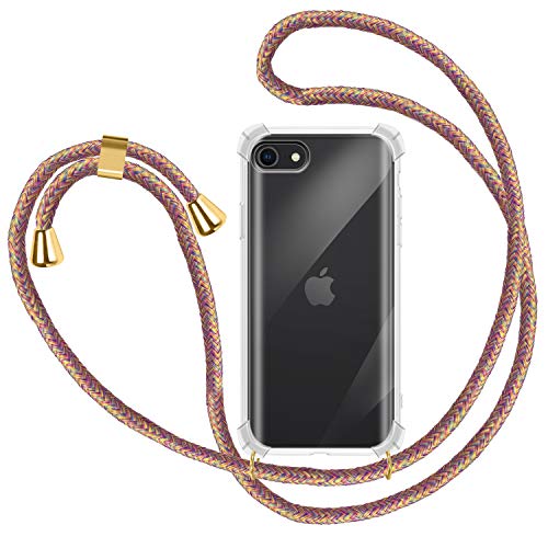 2020 kwmobile Carcasa Colgante Compatible con Apple iPhone 7/8 SE Funda con Cuerda de TPU Mate en Negro