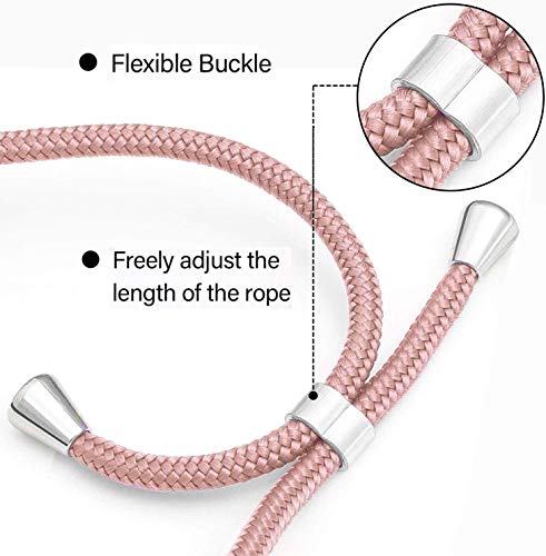 Funda con Cuerda para Samsung Galaxy S7, Transparente Silicona Carcasa para Samsung S7, Rosyheart Suave TPU Gel Case con Colgante Ajustable Correa Collar Anti Golpes Protector Case Oro Rosa