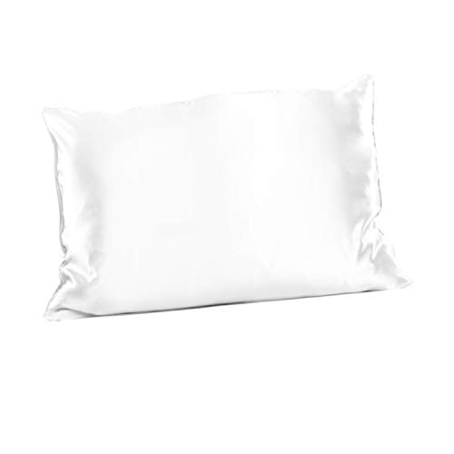 Funda de Almohada de Seda 100% Natural del árbol de la Morera 25 Momme Grado 6A Libre de químicos, Piel Bio-Sensible, Pelo Afro, Rizado, Grasa, Regalo Anti-caída (Blanco, 40x60cm)