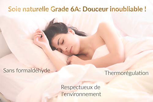 Funda de Almohada de Seda 100% Natural del árbol de la Morera 25 Momme Grado 6A Libre de químicos, Piel Bio-Sensible, Pelo Afro, Rizado, Grasa, Regalo Anti-caída (Blanco, 50x75cm)