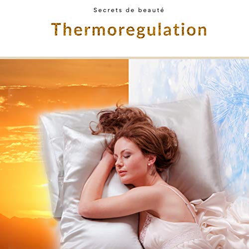 Funda de Almohada de Seda 100% Natural del árbol de la Morera 25 Momme Grado 6A Libre de químicos, Piel Bio-Sensible, Pelo Afro, Rizado, Grasa, Regalo Anti-caída (Blanco, 50x75cm)