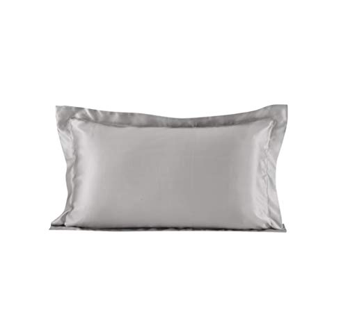 Funda de almohada Oxford de Lilysilk, de seda, de 19 mommes, de tela de seda Charmeuse y Mulberry, doble cara , seda sintética, Silvergray, Standard 50x75+5cm