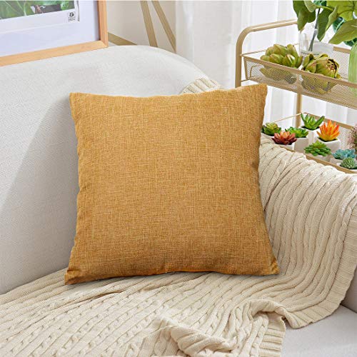 Funda de CojíN Decorativa-2 Juegos de Arpillera de Lino de 45 X 45 cm, Hecha A Mano, con Cremallera Oculta…