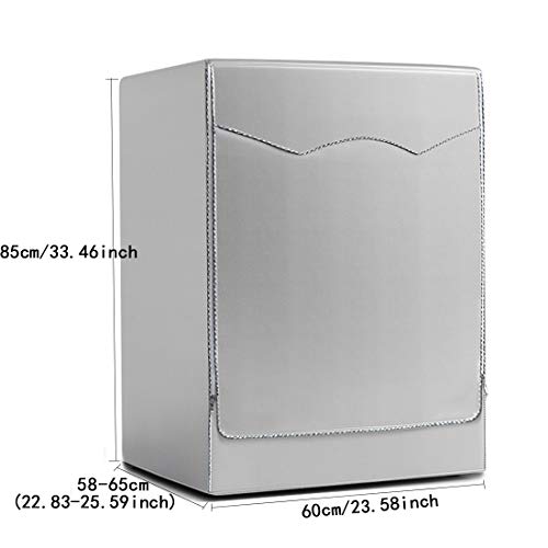Funda de Lavadora Cubierta Impermeable para Lavadora/Secadora de Carga Frontal para Lavadora o Secadora 85 * 60 * 64cm, Silver Edge Zip, Large