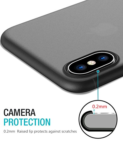 Funda iPhone X, TOZO PP[0.35mm] Ultra Delgada [0.35 mm] Más Fina del Mundo Proteger El Estuche Rígido [Semi Transparente] Ligero Protective Carcasa Case Cover iPhone 10 / X [Negro Mate]