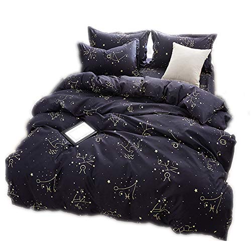 Funda Nórdica/Edredón Universo Constelación Negro Juego De Cama Con Fundas De Almohada Para Niños Fundas De Almohada Para Niños Personalizadas ((180x220 cm)-Cama de 105/135)