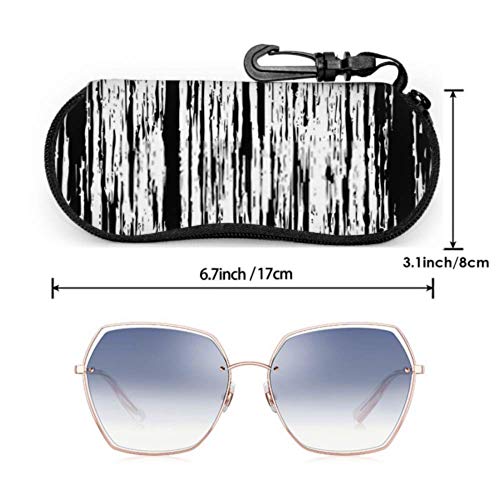 Funda para gafas, diseño de rayas verticales, textura grunge salpicada, funda suave, de neopreno ultraligera, con cierre de cremallera, con mosquetón, funda grande para gafas