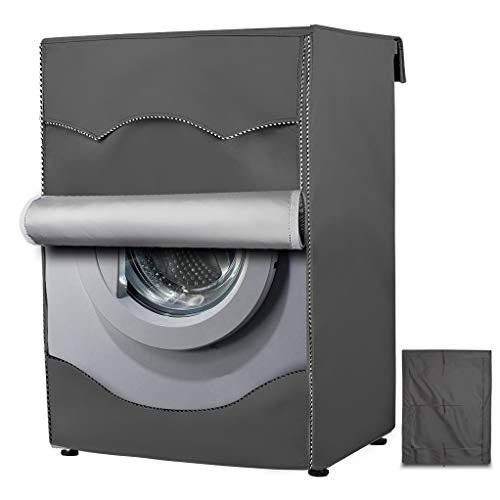 Funda para lavadora y lavadora de carga frontal para lavandería, ajuste universal para la mayoría de lavadoras y secadoras de carga frontal (gris, M)