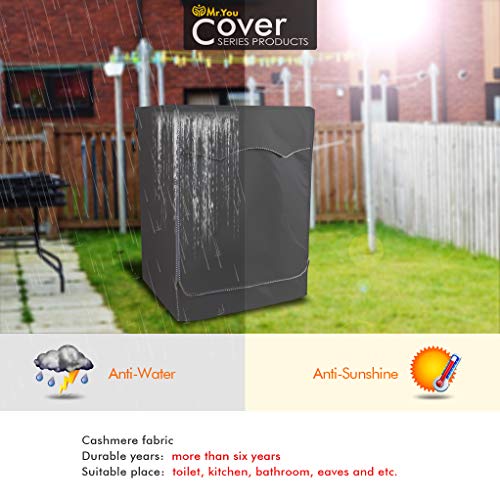 Funda para lavadora y lavadora de carga frontal para lavandería, ajuste universal para la mayoría de lavadoras y secadoras de carga frontal (gris, M)