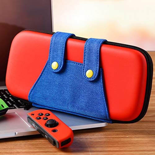 Funda para Switch, [Color-Clash Look][Estuche Protección] Mario Funda de Viaje Portátil Transportar para Switch y Accesorios-Rojo