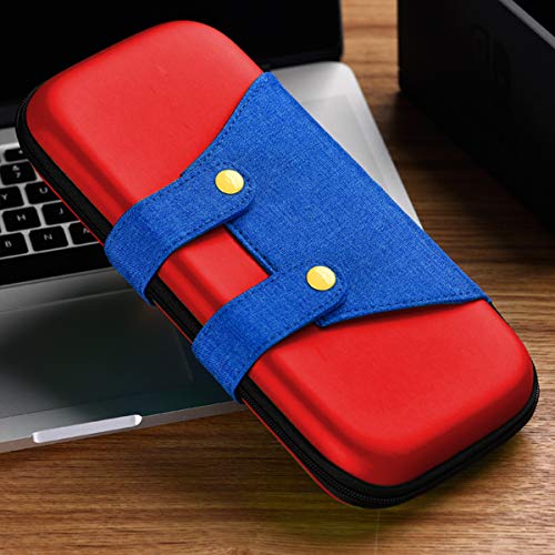 Funda para Switch, [Color-Clash Look][Estuche Protección] Mario Funda de Viaje Portátil Transportar para Switch y Accesorios-Rojo