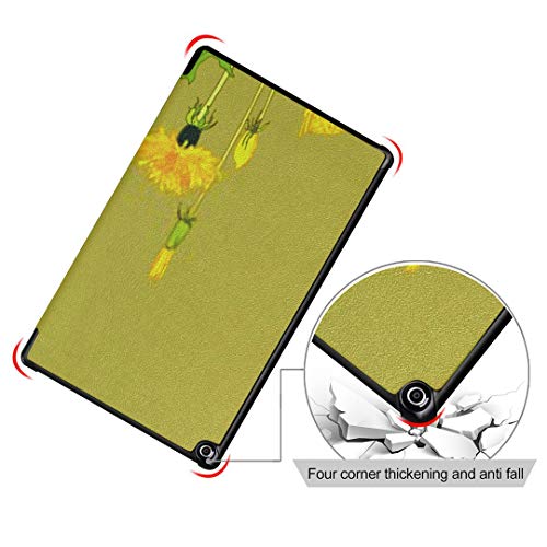 Funda para Tableta Fire HD 8 (versión 2018/2017/2016), Diente de león Amarillo, Planta Medicinal, Flores Silvestres, Taraxacum, Funda con Despertador automático/sueño