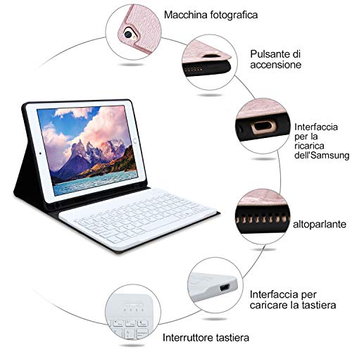 Funda Teclado iPad 10.2 Español,Dingrich Funda Teclado (Incluye Ñ) para iPad 10.2 2019 7 Generación/10.5 2017/Air 3,Bluetooth 7 Colores Retroiluminados Desmontable iPad Teclado Auto Dormir/Despertar