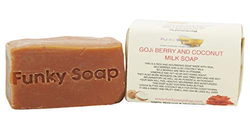 Funky Soap Baya de Goji & Leche de Coco Jabón 100% Natural Artesanal, 1 Barrita de 120g