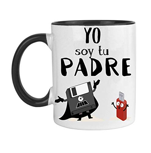 FUNNY CUP Taza Dia del Padre. Yo Soy tu Padre. Regalo Divertido para su día. Frikis papás. (Negro)
