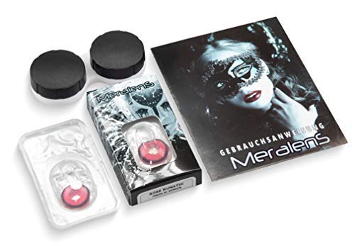 Funnylens Lentillas de color rosa Lunatic, suaves, sin graduación, pack de 2 + recipiente gratis, 12 lentillas mensuales, perfectas para Halloween Carnaval o carnaval