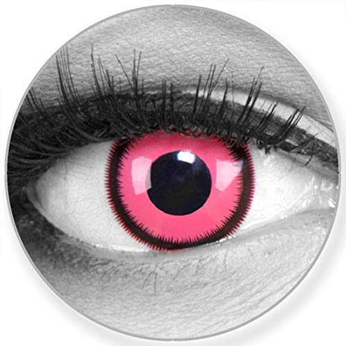 Funnylens Lentillas de color rosa Lunatic, suaves, sin graduación, pack de 2 + recipiente gratis, 12 lentillas mensuales, perfectas para Halloween Carnaval o carnaval