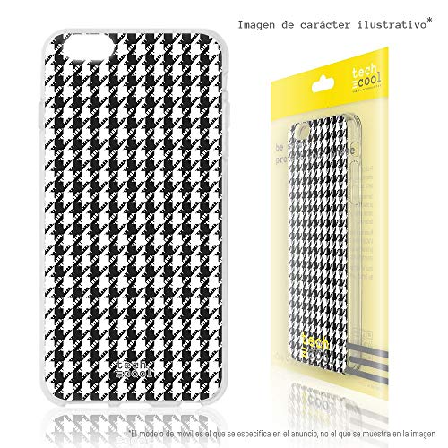 Funnytech® Funda Silicona para OPPO R15 Pro [Gel Silicona Flexible, Diseño Exclusivo] Textura Patron Pata de Gallo Negro/Blanco