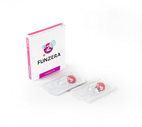 FUNZERA® Mini Sclera Lentillas de Colores Hangman + recipiente para lentes de contacto, sin dioptrías pack de 2 unidades - cómodas y perfectas para Halloween, Carnaval, sin corregir