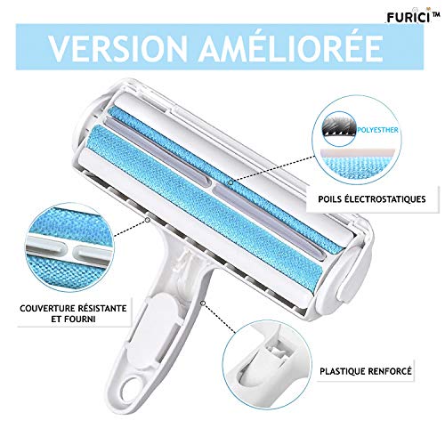 FURICI Quitapelos para mascotas. Cepillo quita pelos para gatos y perros. Recoge el pelo de los animales. Rollo de pelo animal para sofá, sillón, cama y alfombra. Cepillo de ropa.