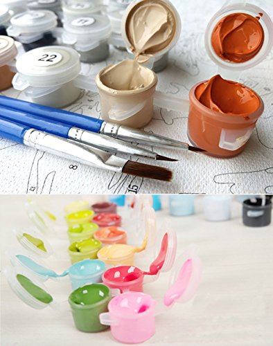 Fuumuui Lienzo de Bricolaje Regalo de Pintura al óleo para Adultos niños Pintura por número Kits Decoraciones para el hogar-Elefante y Jirafa 16 * 20 Pulgadas