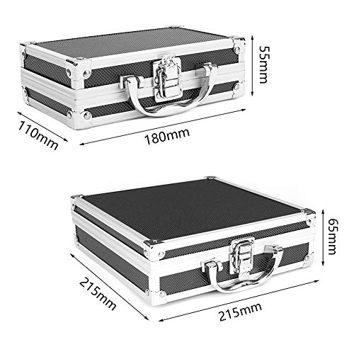 FUVOYA Caja de Aluminio Universal,Caja de Herramientas de Aluminio pequeña con Material de Espuma Protectora Size 180 * 110 * 55mm