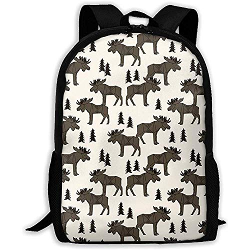 FWEF Mochila para Adultos FWEF, Moose Forest, Color marrón Oscuro, Crema, Resistente al Agua para Estudiantes Adultos, Mochila para la Universidad, Mochila para portátil para Mujeres, Hombres, Viajes