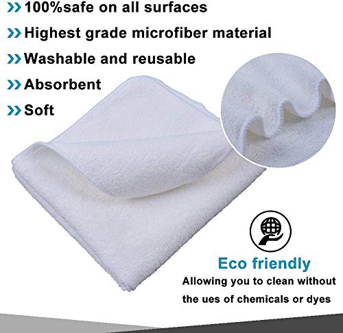 FYIEN Paños de limpieza de microfibra, multiusos, para cocina, lavadora, platos Rper Abags para lavar platos, secado rápido, 30 x 30 cm, 10 unidades, Blanco, 30CM X 30CM