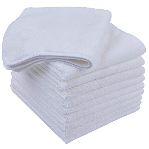 FYIEN Paños de limpieza de microfibra, multiusos, para cocina, lavadora, platos Rper Abags para lavar platos, secado rápido, 30 x 30 cm, 10 unidades, Blanco, 30CM X 30CM