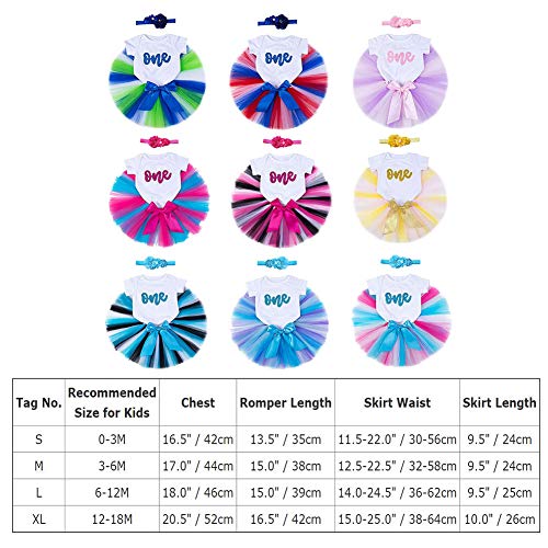 FYMNSI - Conjunto de ropa de bebé para primer cumpleaños con letra brillante y una manga corta, tutú, falda de tul princesa, diadema de flores, 3 piezas