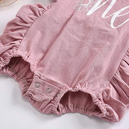 FYMNSI recién nacido bebé niña primer cumpleaños traje de pastel Smash One Print Volantes sin espalda de una sola pieza, mono mono de verano ropa foto accesorios 0-18 m Rosa Flor rosa. 6-12 Meses
