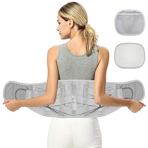 Fyore Cinturón Lumbar Soporte Lumbar Faja Lumbar Hombre y Mujer Regulable Tirador Lumbar Apoyo Inferior Espalda Cinturón Venda para Aliviar El Dolor de Espalda y Prevenir Daños Lumbar Hombre/Mujer L