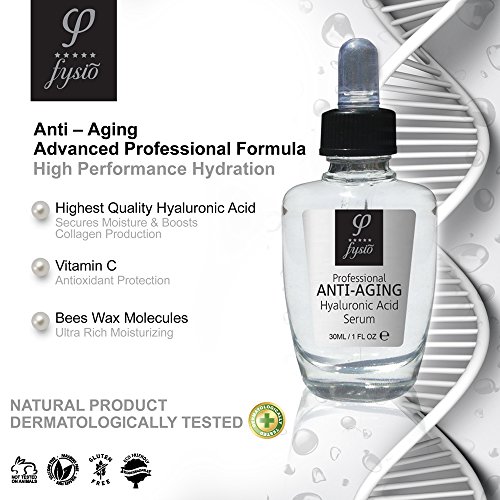 Fysio Sérum Ácido Hialurónico | Sérum Antienvejecimiento con Cera de Abejas y Vitamina C - Para Rostro y Cuello - Para Hombres y Mujeres | 30ml