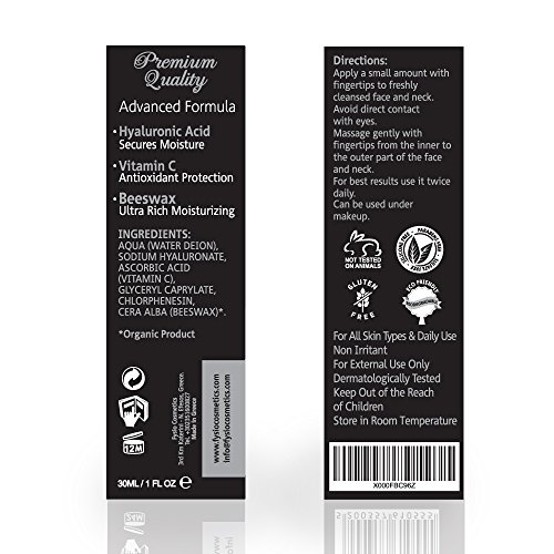 Fysio Sérum Ácido Hialurónico | Sérum Antienvejecimiento con Cera de Abejas y Vitamina C - Para Rostro y Cuello - Para Hombres y Mujeres | 30ml