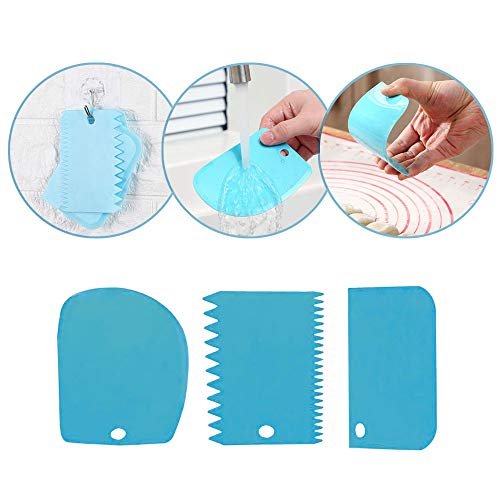 FYSL 8 piezas Raspador de Masa de Plástico Raspador de Pastel para Hacer Masa de Pan para Fondant de Pastel(6 Rascador de Masa + 2 Herramienta de Desmoldeo)