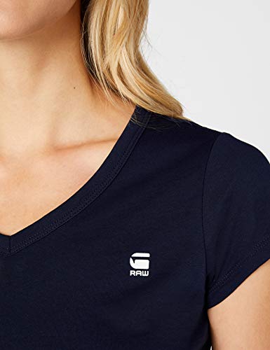 G-STAR RAW Eyben Slim V T Wmn S/s Camiseta, Azul (Sartho Blue 6067), 38 (Talla del fabricante: Medium) para Mujer