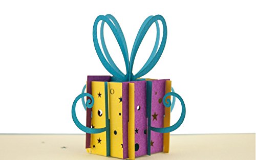 G02 Tarjeta de felicitación para cumpleaños de alta calidad hecho a mano con diseño en 3D paquete regalo pequeño, azul, texto en inglés