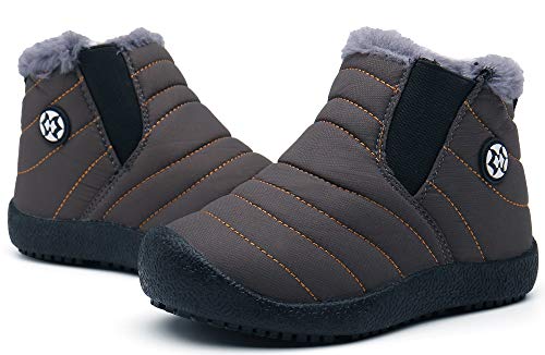 Gaatpot Zapatos Invierno Niña Niño Botas de Nieve Forradas Zapatillas Sneaker Botines Planas para Unisex Niños Gris(Niños) 39 EU = 39 CN