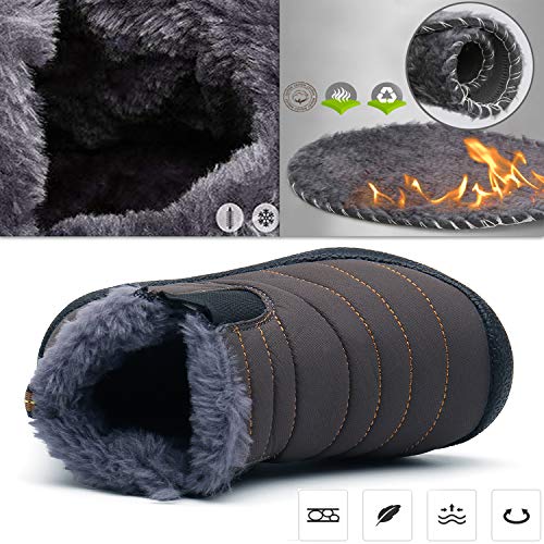 Gaatpot Zapatos Invierno Niña Niño Botas de Nieve Forradas Zapatillas Sneaker Botines Planas para Unisex Niños Gris(Niños) 39 EU = 39 CN