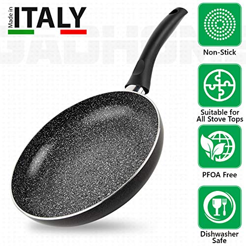 GadHome Classic 28cm Sartén Antiadherente, Negra | Bandeja de Aluminio con Mango Ergonómico | PFOA Gratis para Una Cocina Saludable | Apto para Inducción y Lavavajillas