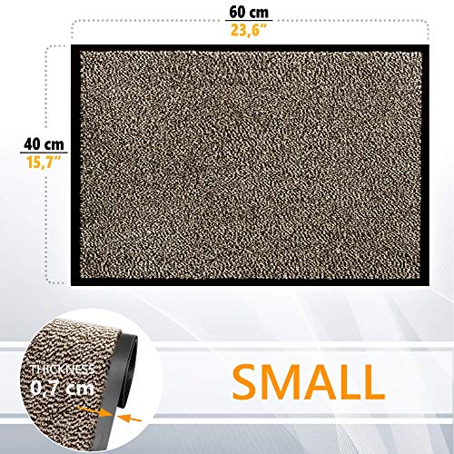 GadHome Felpudo de Entrada Beige 40x60 cm | Alfombra Exterior para Puerta, Impermeable, Lavable para Atrapar Suciedad para Recibidor | Alfombrilla Antideslizante, Pasillo, Cocina, Dormitorio